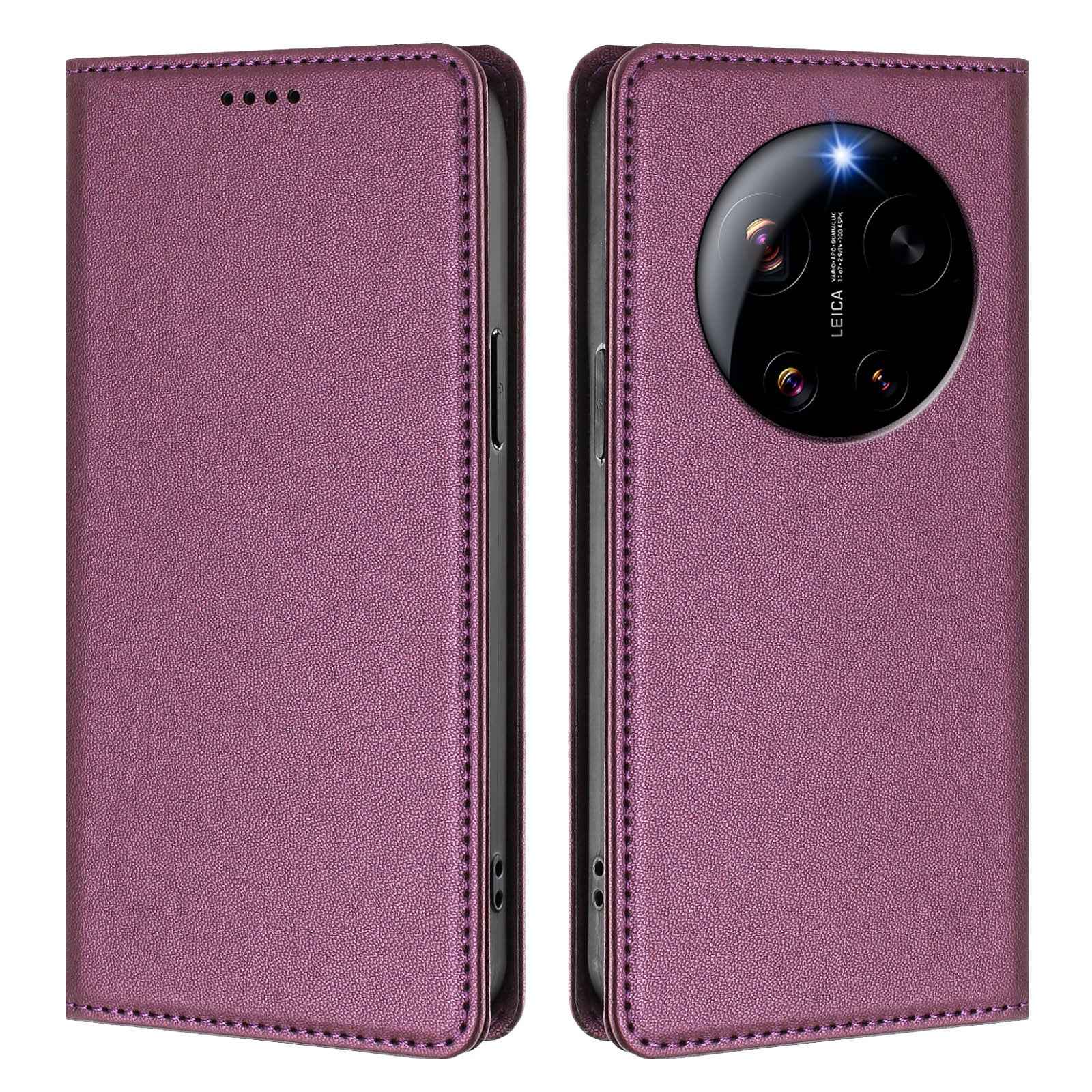 For Xiaomi 17 Ultra 5G Leather Wallet Case Magnetic Closure RFID Blocking Phone Cover - Purple