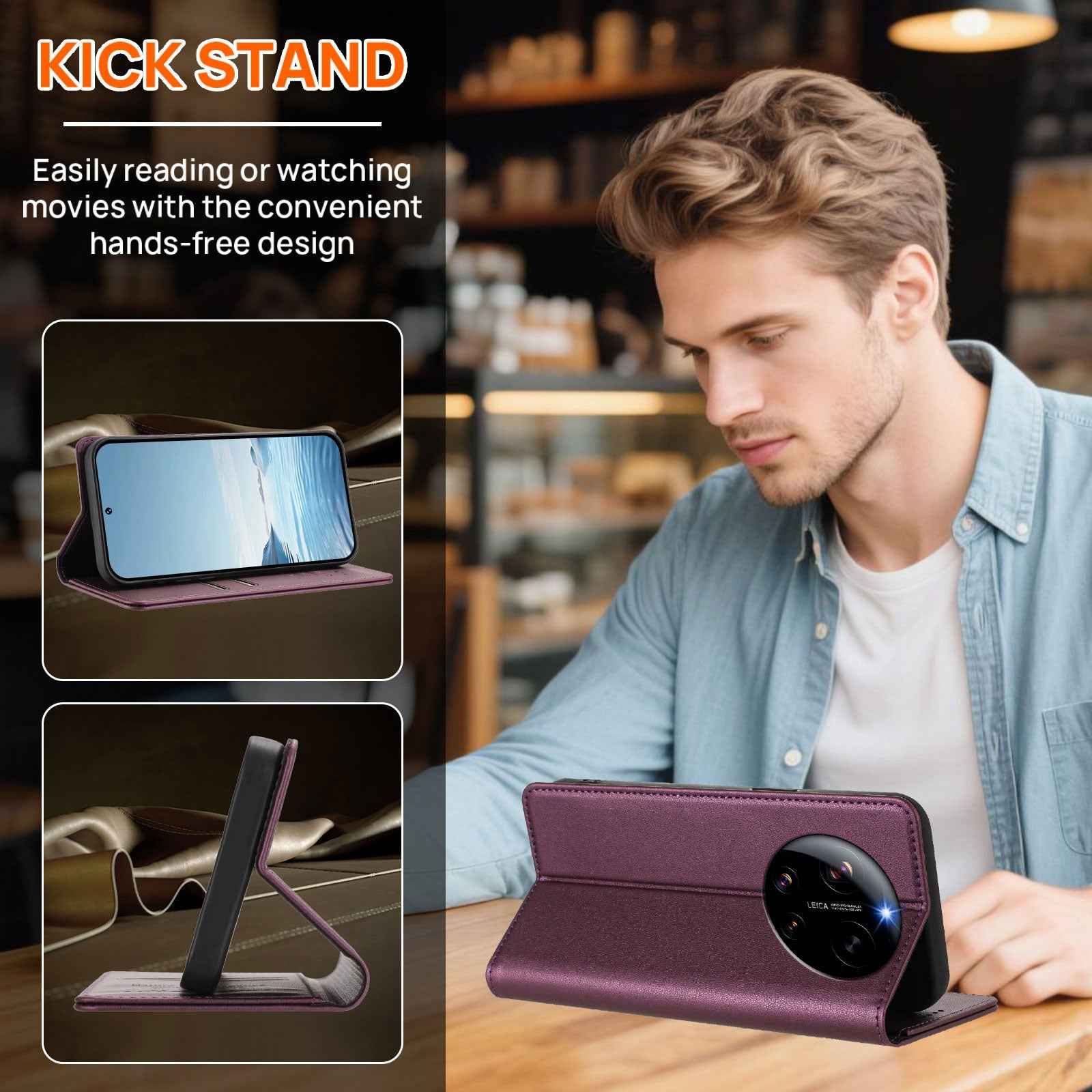 For Xiaomi 17 Ultra 5G Leather Wallet Case Magnetic Closure RFID Blocking Phone Cover - Purple