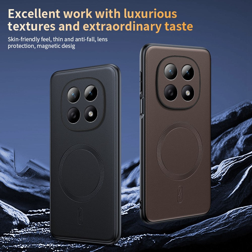 For Xiaomi Redmi Note 15 4G (Global) Magnetic Case Leather Coated TPU + PC Phone Cover - Grey