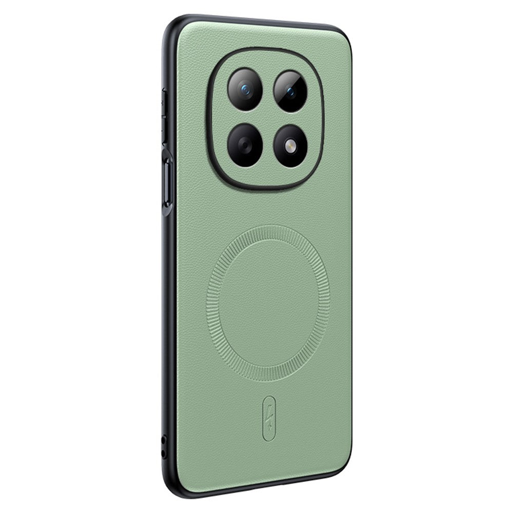 For Xiaomi Redmi Note 15 4G (Global) Magnetic Case Leather Coated TPU + PC Phone Cover - Green