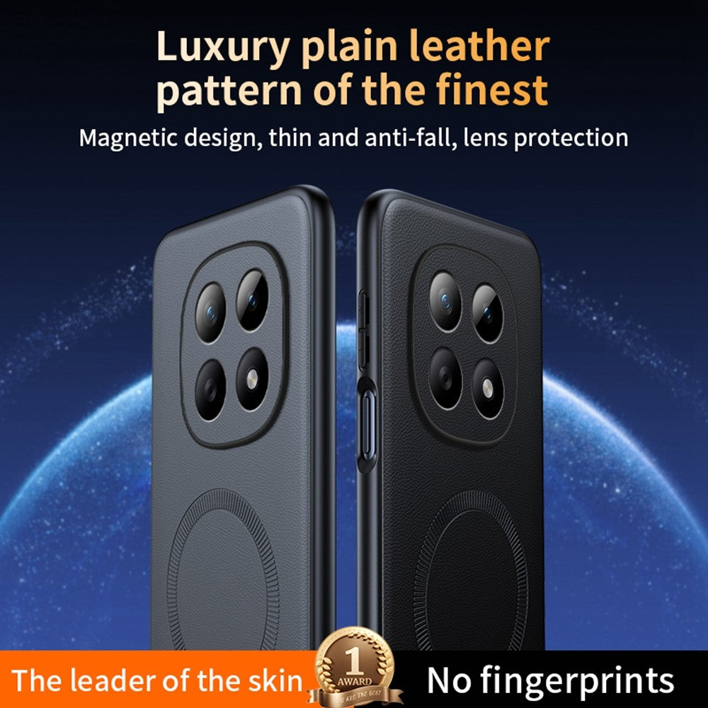 For Xiaomi Redmi Note 15 4G (Global) Magnetic Case Leather Coated TPU + PC Phone Cover - Green