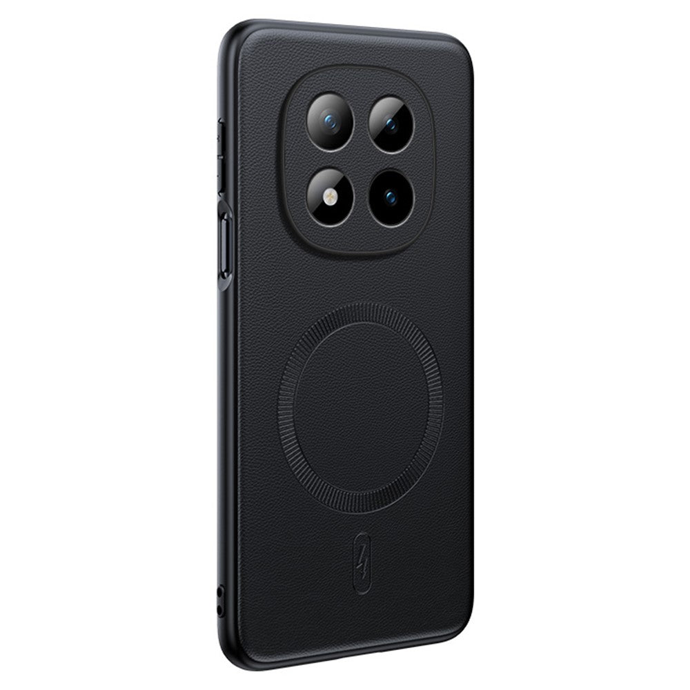 For Xiaomi Redmi Note 15 Pro 4G (Global) Magnetic Case Leather Coated TPU + PC Phone Cover - Black