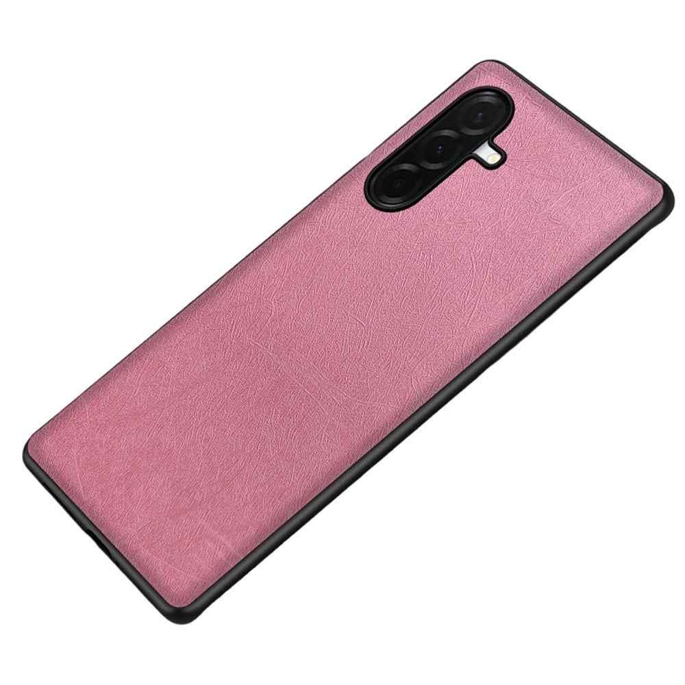 For Samsung Galaxy A57 5G Case Silk-Textured PU Leather Coated PC TPU Protective Phone Back Cover - Pink