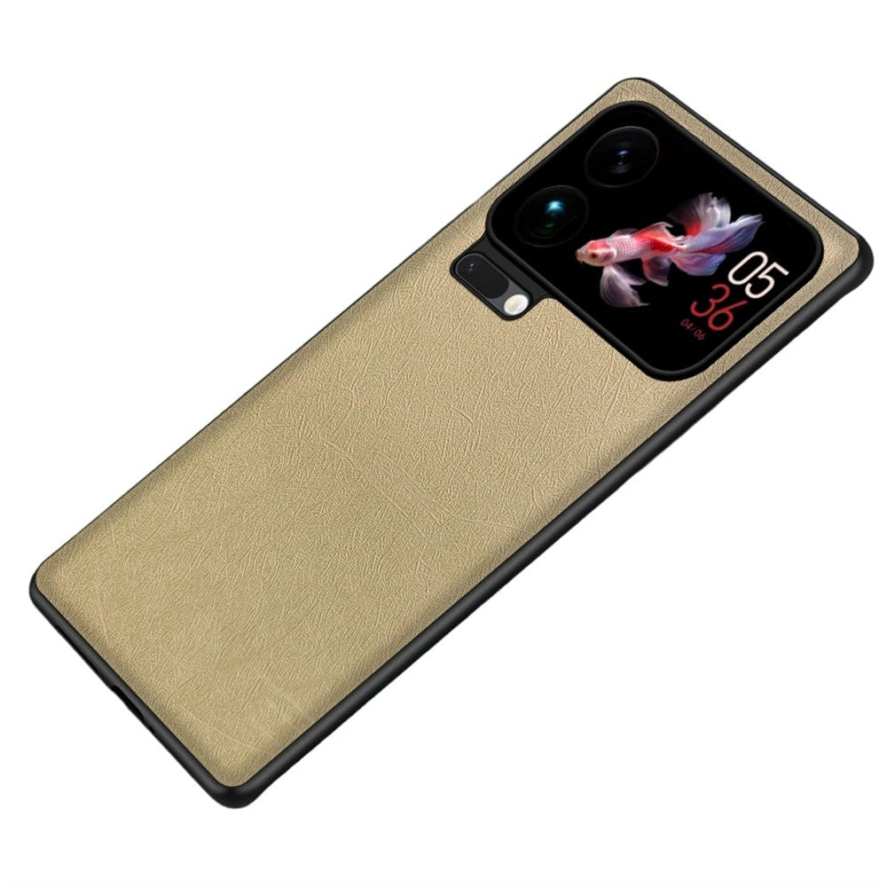 For Xiaomi 17 Pro Max Case Silk-Textured PU Leather Coated PC TPU Protective Phone Back Cover - Gold