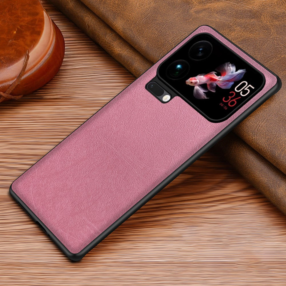 For Xiaomi 17 Pro Max Case Silk-Textured PU Leather Coated PC TPU Protective Phone Back Cover - Pink