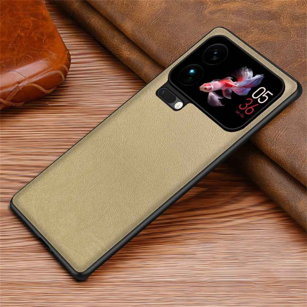 For Xiaomi 17 Pro Case Silk-Textured PU Leather Coated PC TPU Protective Phone Back Cover - Gold