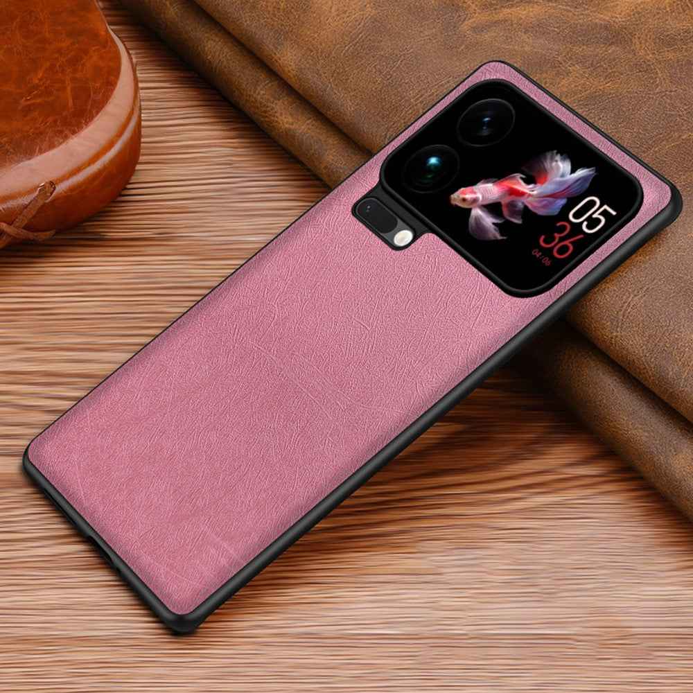 For Xiaomi 17 Pro Case Silk-Textured PU Leather Coated PC TPU Protective Phone Back Cover - Pink