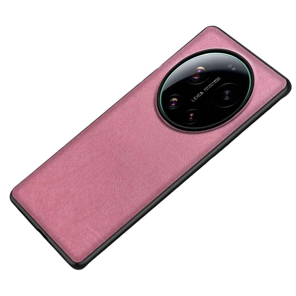 For Xiaomi 17 Ultra 5G Case Silk-Textured PU Leather Coated PC TPU Protective Phone Back Cover - Pink