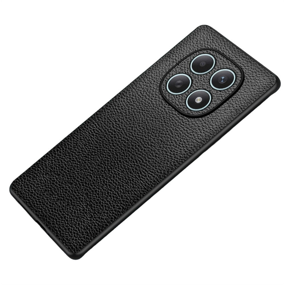 Phone Case For Xiaomi Poco M8 5G / Redmi Note 15 5G (Global) / 15 4G (Global) Litchi Texture PU Leather Coated PC + TPU Protective Phone Back Cover - Black