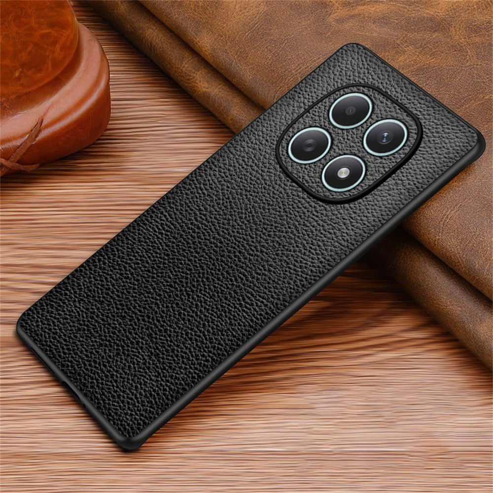 Phone Case For Xiaomi Poco M8 5G / Redmi Note 15 5G (Global) / 15 4G (Global) Litchi Texture PU Leather Coated PC + TPU Protective Phone Back Cover - Black