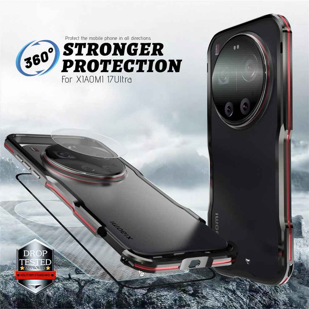 LUPHIE For Xiaomi 17 Ultra 5G Case Metal Bumper Frame Shockproof Phone Cover - Black