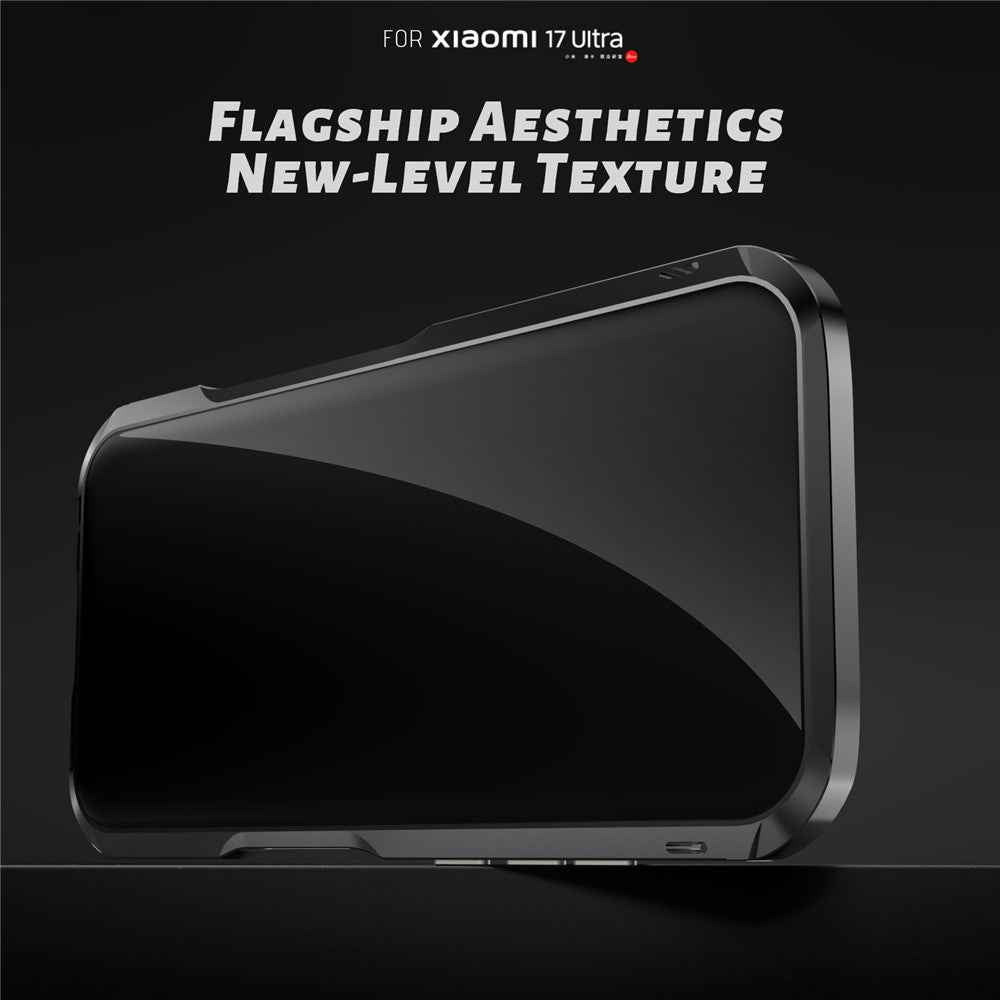 LUPHIE For Xiaomi 17 Ultra 5G Case Metal Bumper Frame Shockproof Phone Cover - Black