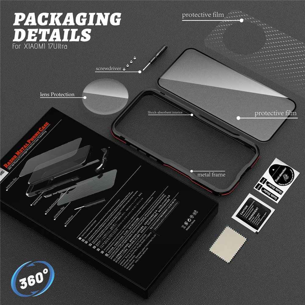 LUPHIE For Xiaomi 17 Ultra 5G Case Metal Bumper Frame Shockproof Phone Cover - Black