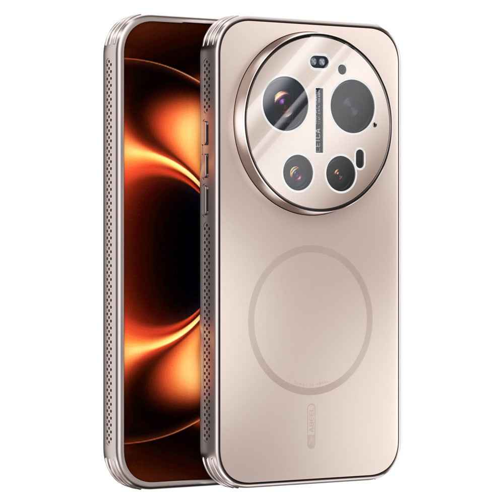 ABEEL For Xiaomi 17 Ultra 5G Magnetic Case TPU PC Cooling Matte Phone Back Cover with Lens Film - Gold