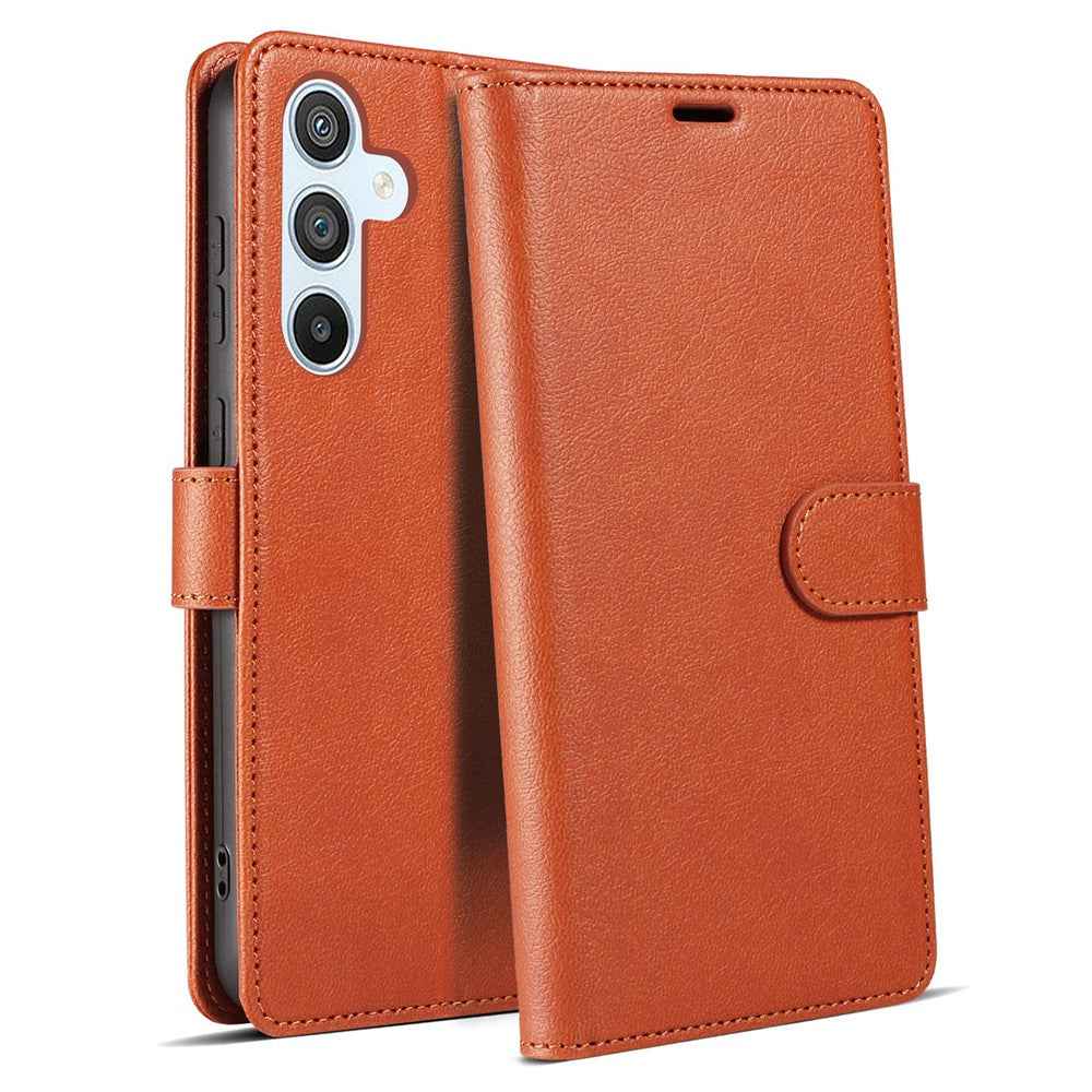 For Samsung Galaxy A57 5G Case Magnetic RFID Blocking Leather Phone Wallet Cover - Brown