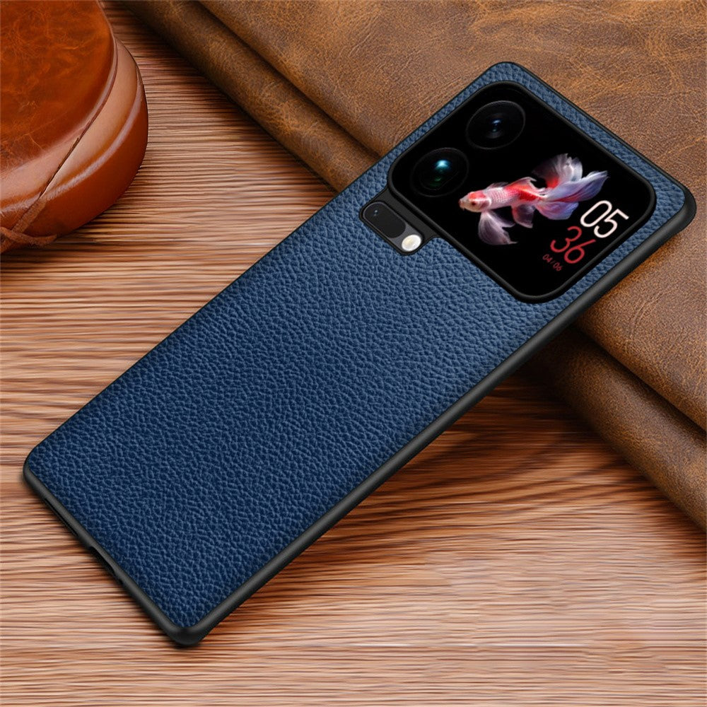 For Xiaomi 17 Pro Max Case Litchi Texture PU Leather Coated PC + TPU Protective Phone Back Cover - Blue