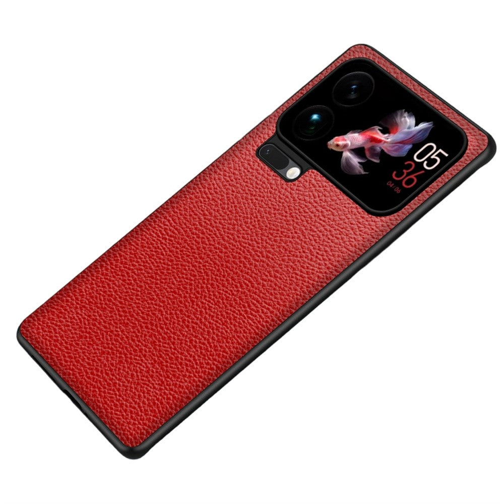 For Xiaomi 17 Pro Max Case Litchi Texture PU Leather Coated PC + TPU Protective Phone Back Cover - Red