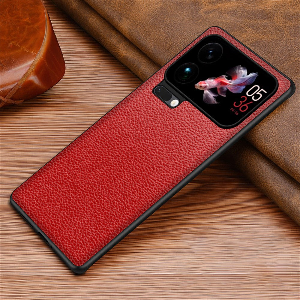 For Xiaomi 17 Pro Max Case Litchi Texture PU Leather Coated PC + TPU Protective Phone Back Cover - Red