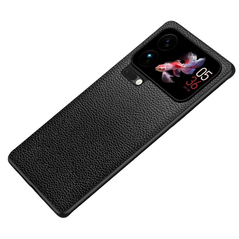 For Xiaomi 17 Pro Max Case Litchi Texture PU Leather Coated PC + TPU Protective Phone Back Cover - Black