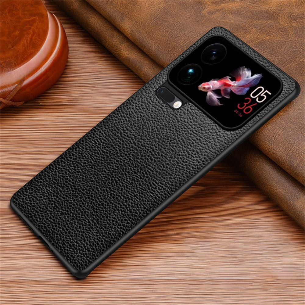 For Xiaomi 17 Pro Max Case Litchi Texture PU Leather Coated PC + TPU Protective Phone Back Cover - Black