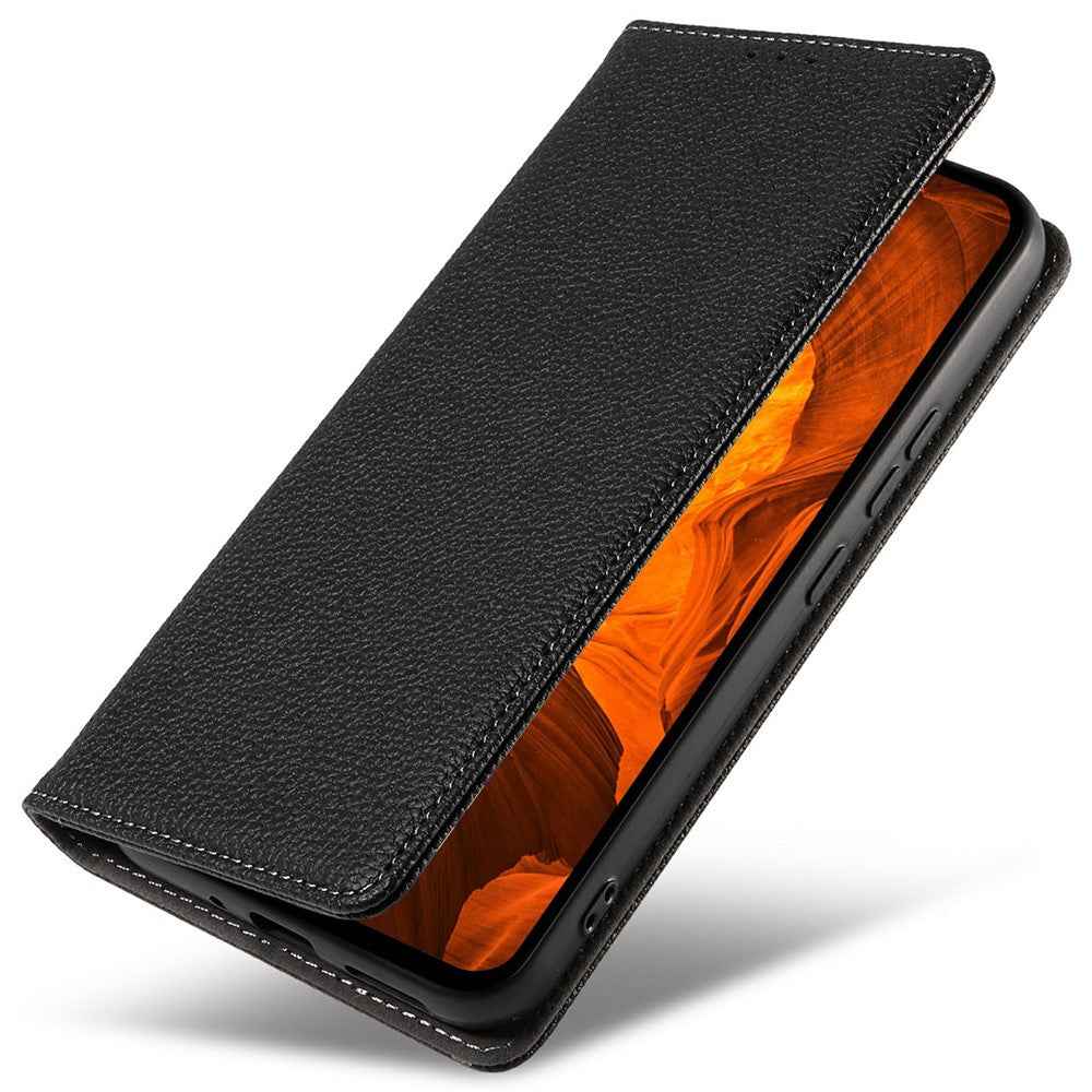 For Samsung Galaxy A57 5G Case Magnetic Litchi Texture Wallet Leather Phone Cover with Wrist Strap - Baby Blue