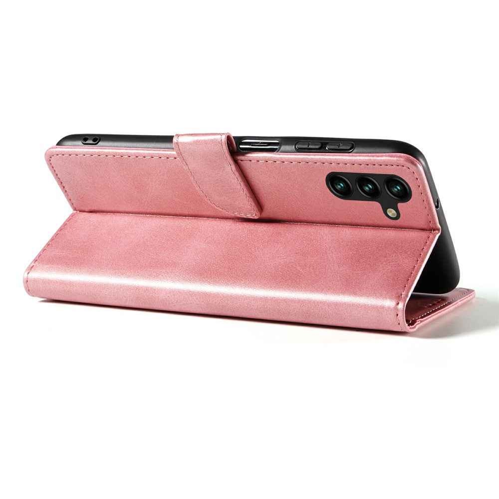 For Samsung Galaxy A57 5G Case Leather Stand Phone Shell with Magnetic Closure - Rose Gold