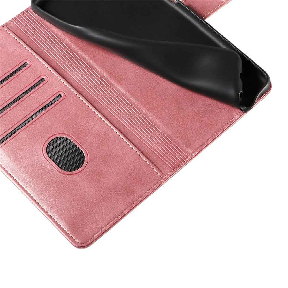 For Samsung Galaxy A57 5G Case Leather Stand Phone Shell with Magnetic Closure - Rose Gold