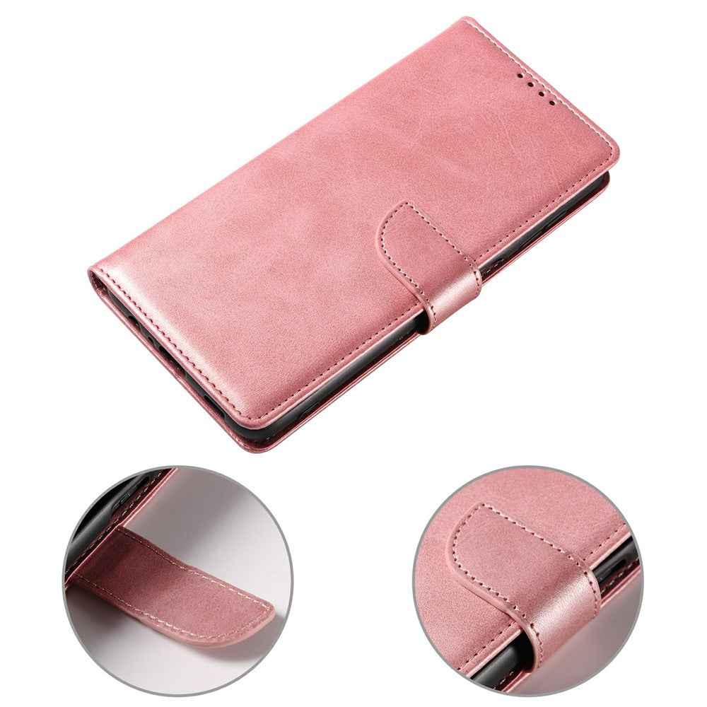 For Samsung Galaxy A57 5G Case Leather Stand Phone Shell with Magnetic Closure - Rose Gold