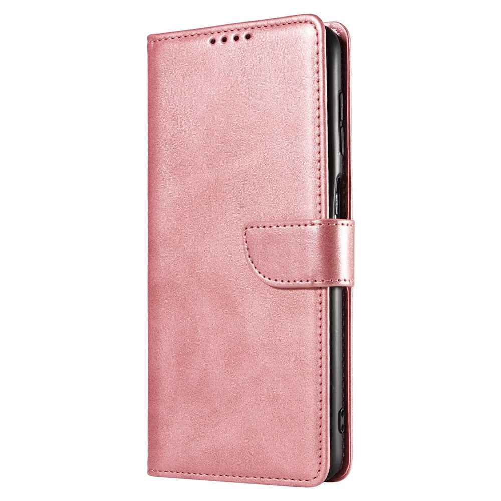 For Samsung Galaxy A57 5G Case Leather Stand Phone Shell with Magnetic Closure - Rose Gold