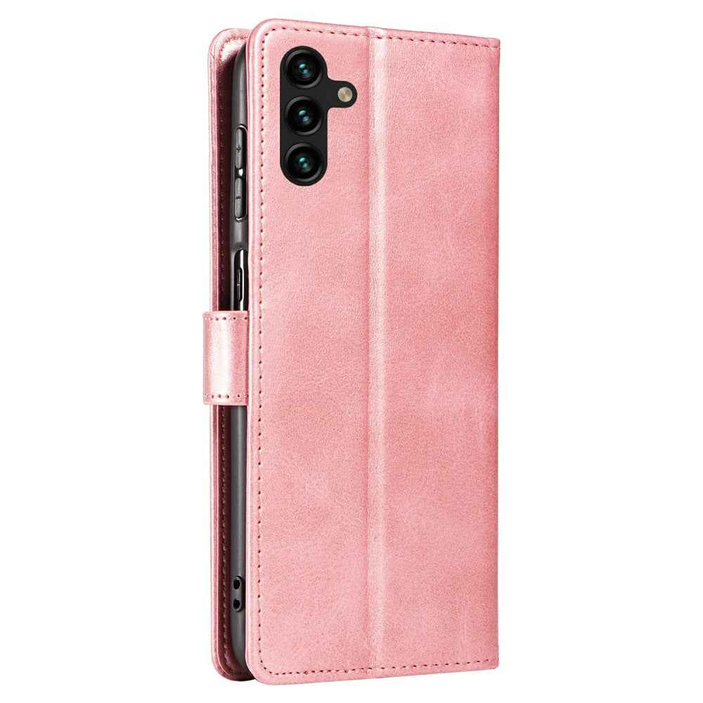 For Samsung Galaxy A57 5G Case Leather Stand Phone Shell with Magnetic Closure - Rose Gold