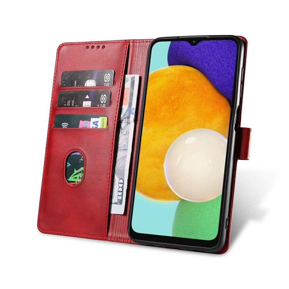 For Samsung Galaxy A57 5G Case Leather Stand Phone Shell with Magnetic Closure - Red