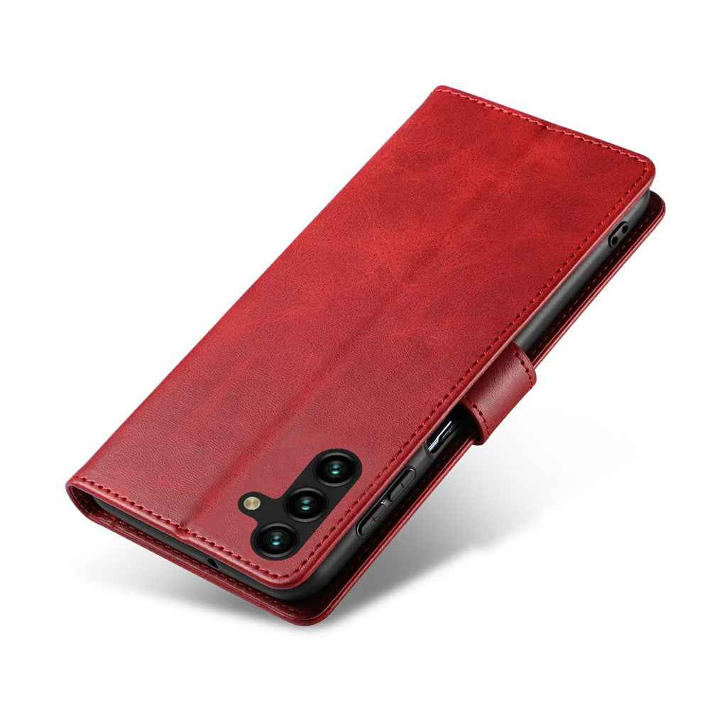For Samsung Galaxy A57 5G Case Leather Stand Phone Shell with Magnetic Closure - Red