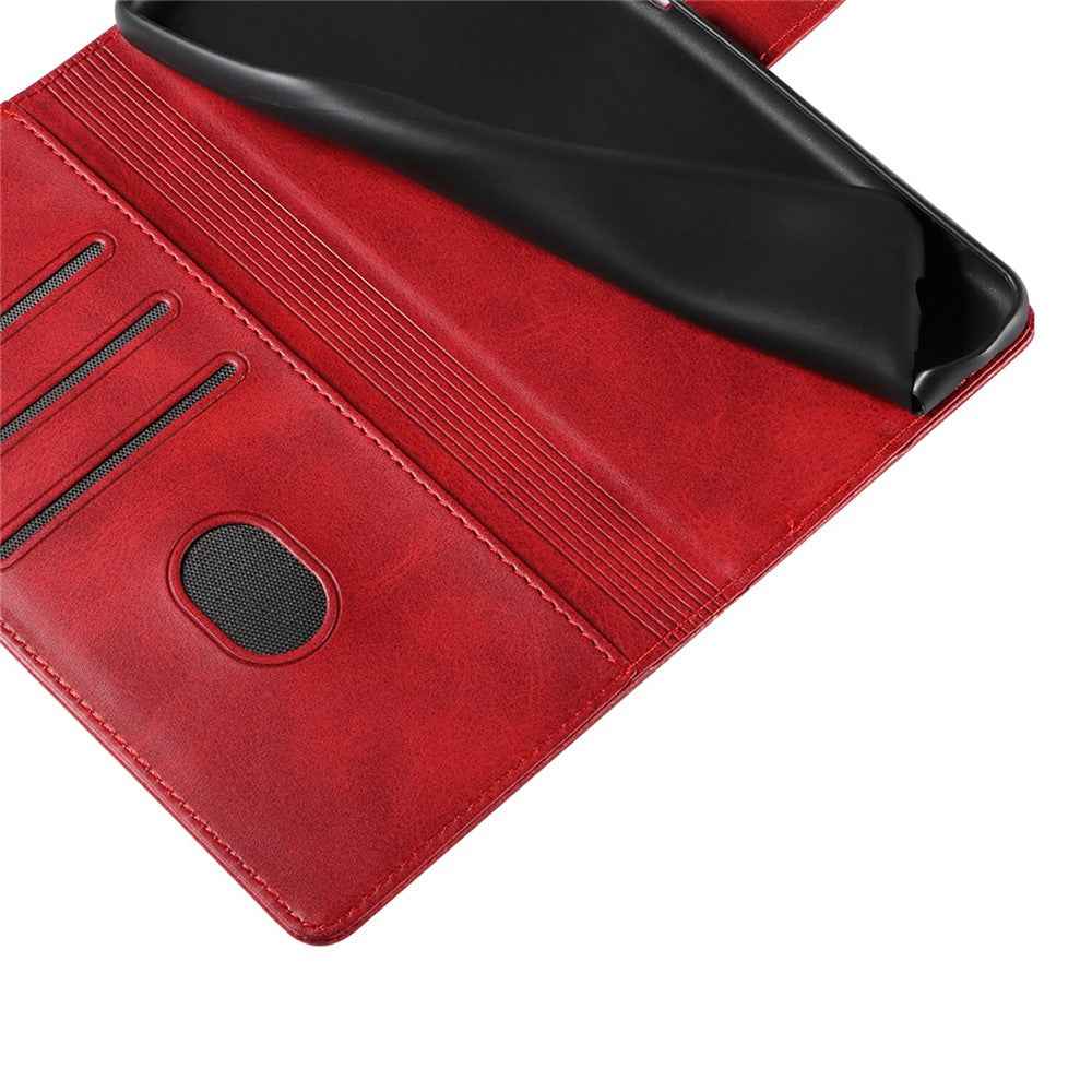 For Samsung Galaxy A57 5G Case Leather Stand Phone Shell with Magnetic Closure - Red