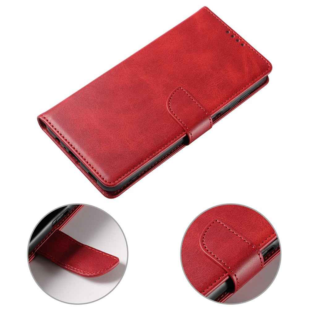 For Samsung Galaxy A57 5G Case Leather Stand Phone Shell with Magnetic Closure - Red