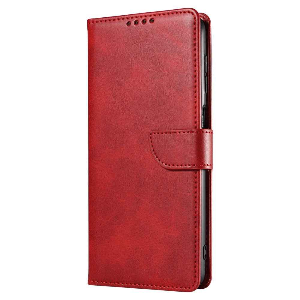 For Samsung Galaxy A57 5G Case Leather Stand Phone Shell with Magnetic Closure - Red