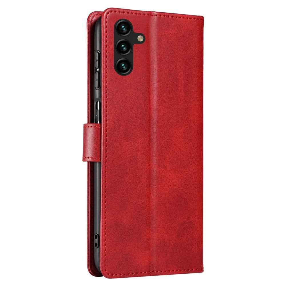 For Samsung Galaxy A57 5G Case Leather Stand Phone Shell with Magnetic Closure - Red