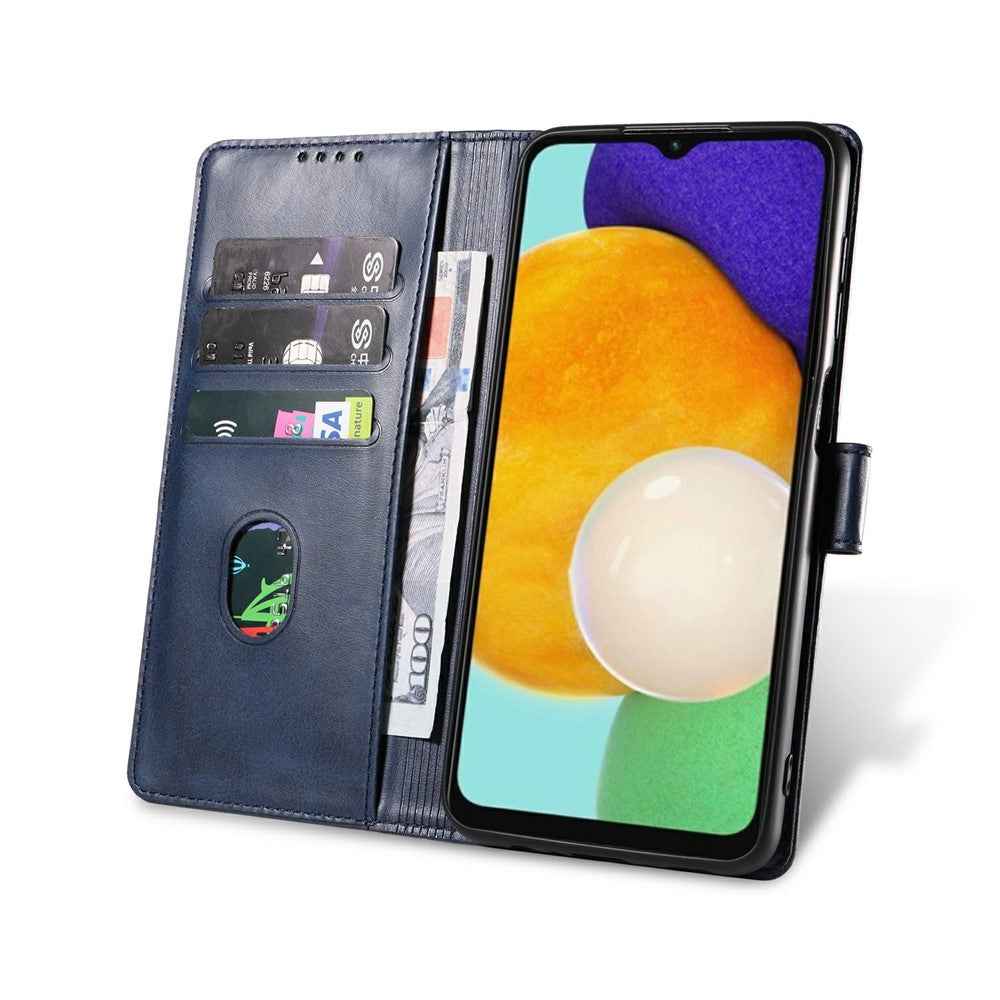 For Samsung Galaxy A57 5G Case Leather Stand Phone Shell with Magnetic Closure - Blue