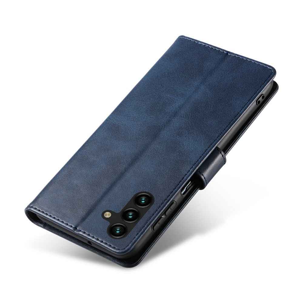 For Samsung Galaxy A57 5G Case Leather Stand Phone Shell with Magnetic Closure - Blue