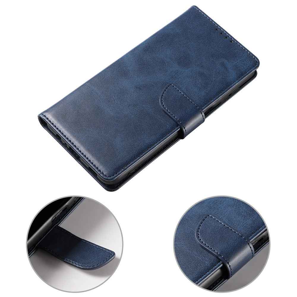 For Samsung Galaxy A57 5G Case Leather Stand Phone Shell with Magnetic Closure - Blue