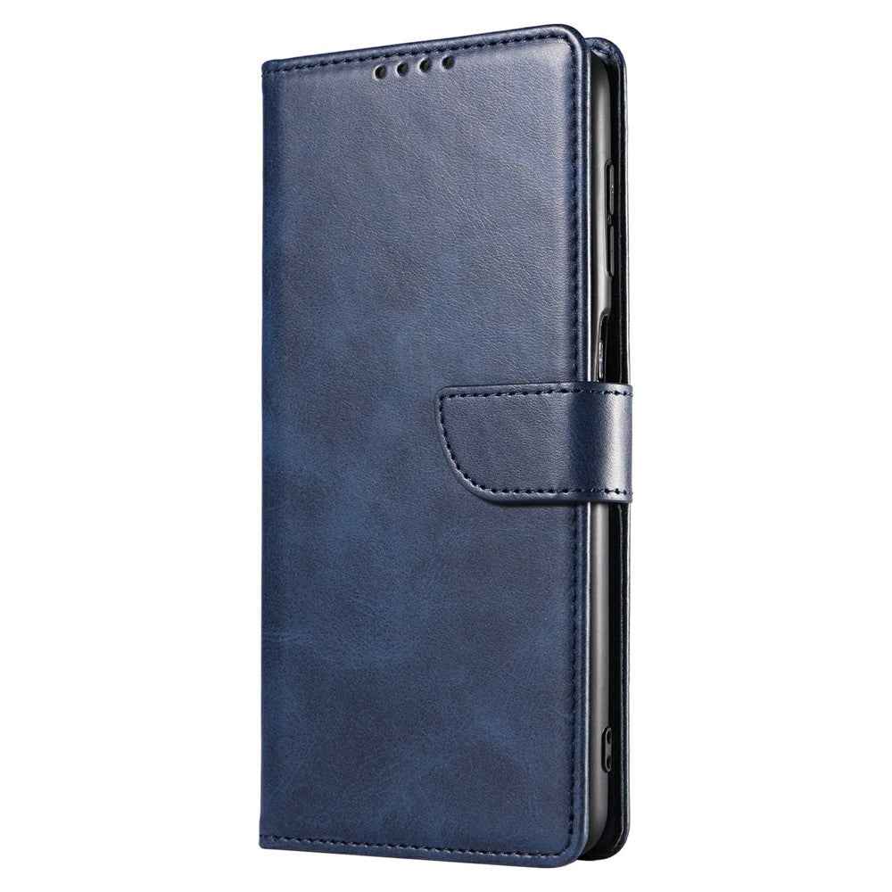 For Samsung Galaxy A57 5G Case Leather Stand Phone Shell with Magnetic Closure - Blue