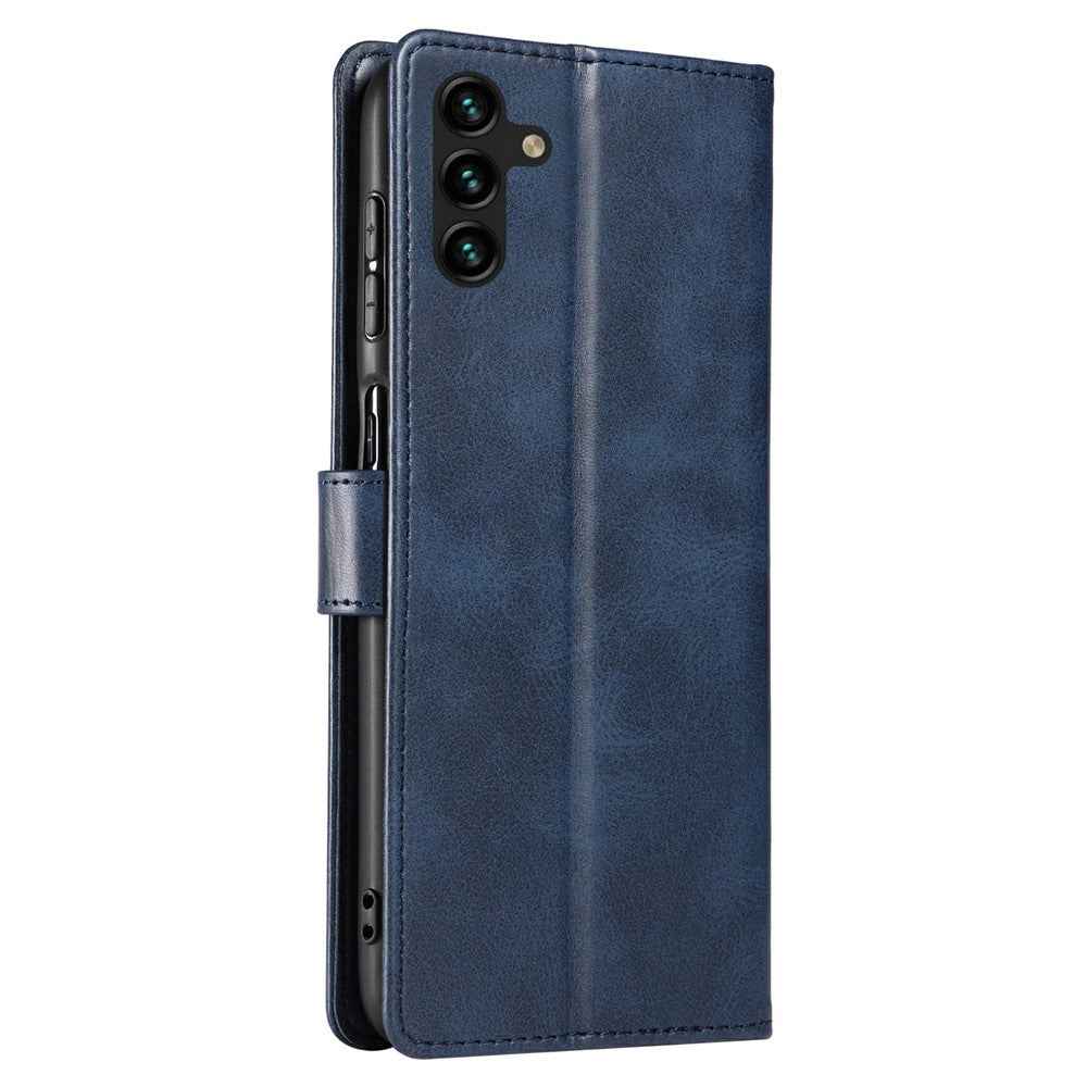 For Samsung Galaxy A57 5G Case Leather Stand Phone Shell with Magnetic Closure - Blue