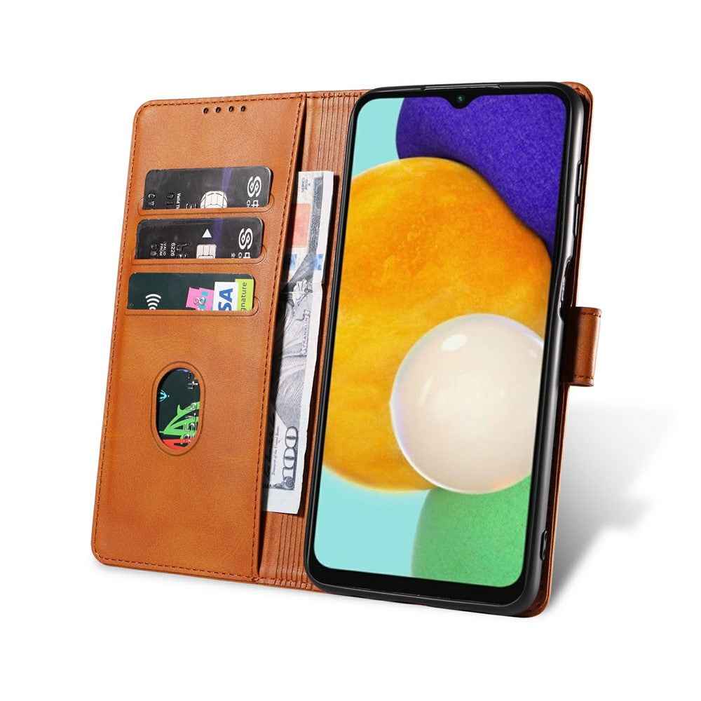 For Samsung Galaxy A57 5G Case Leather Stand Phone Shell with Magnetic Closure - Khaki