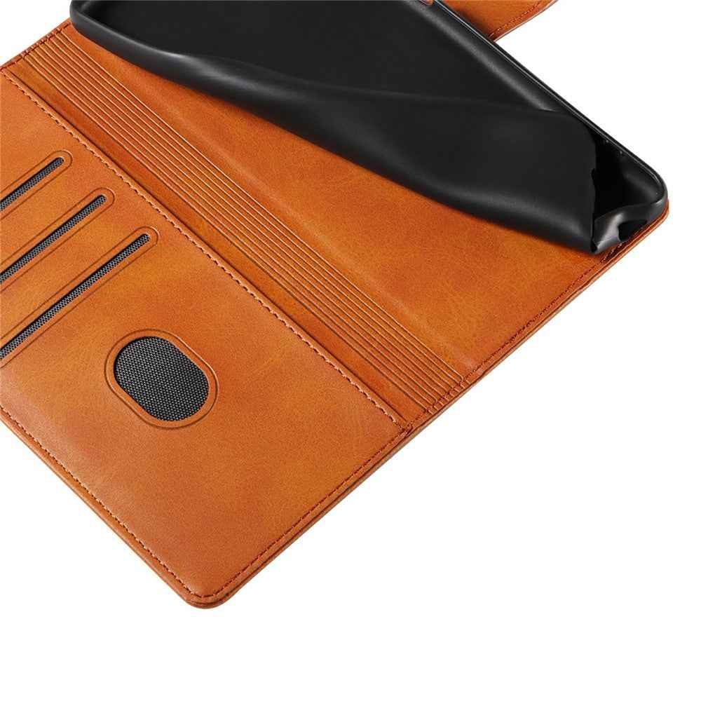 For Samsung Galaxy A57 5G Case Leather Stand Phone Shell with Magnetic Closure - Khaki