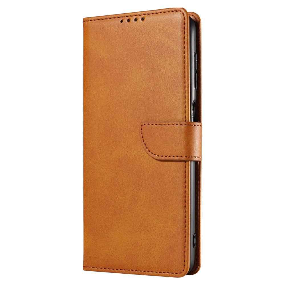 For Samsung Galaxy A57 5G Case Leather Stand Phone Shell with Magnetic Closure - Khaki