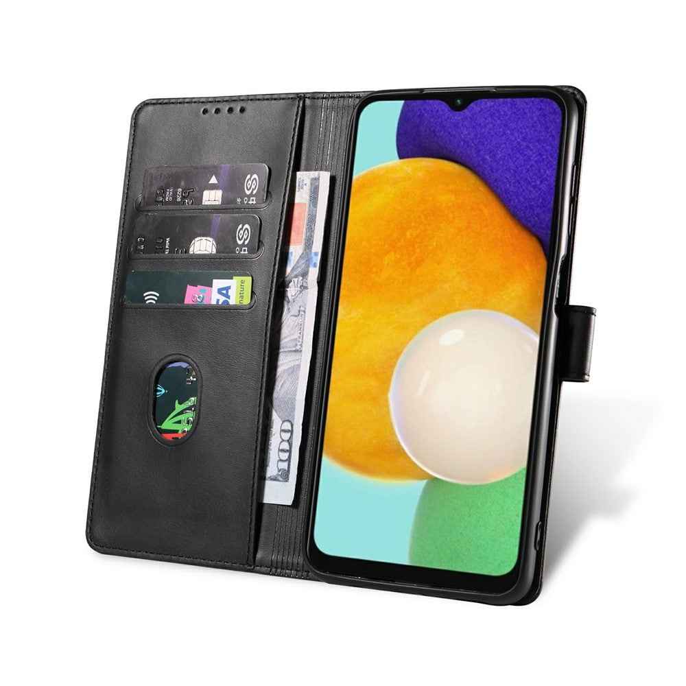 For Samsung Galaxy A57 5G Case Leather Stand Phone Shell with Magnetic Closure - Black