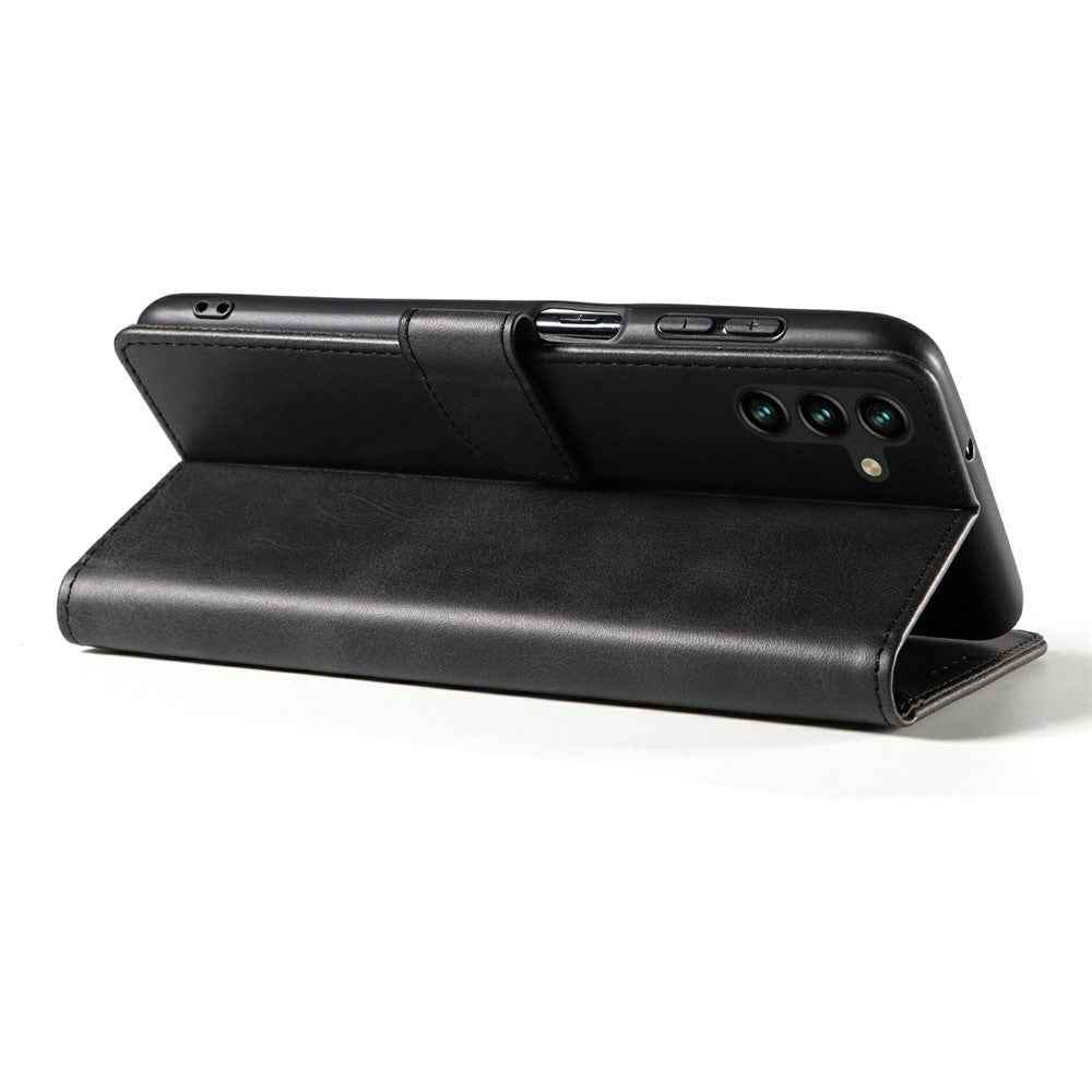 For Samsung Galaxy A57 5G Case Leather Stand Phone Shell with Magnetic Closure - Black
