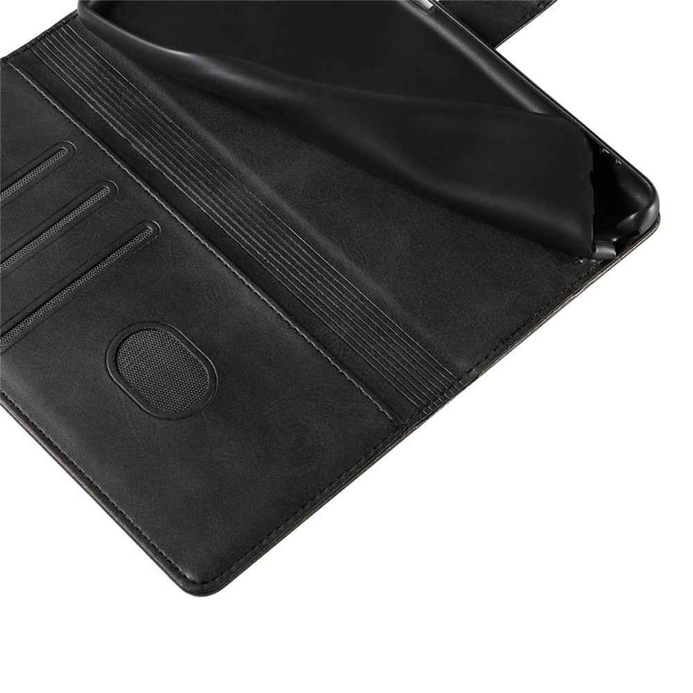 For Samsung Galaxy A57 5G Case Leather Stand Phone Shell with Magnetic Closure - Black
