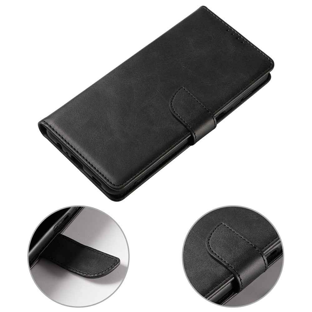 For Samsung Galaxy A57 5G Case Leather Stand Phone Shell with Magnetic Closure - Black