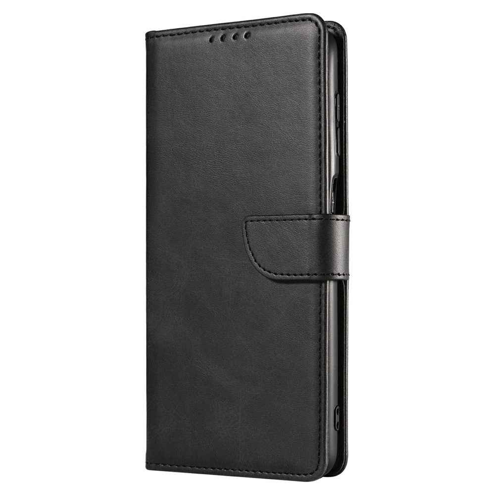 For Samsung Galaxy A57 5G Case Leather Stand Phone Shell with Magnetic Closure - Black