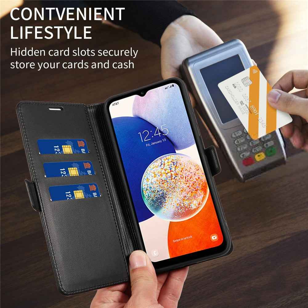 For Samsung Galaxy A57 5G Case Side Magnetic Clasp RFID Blocking Leather Phone Wallet Cover - Black